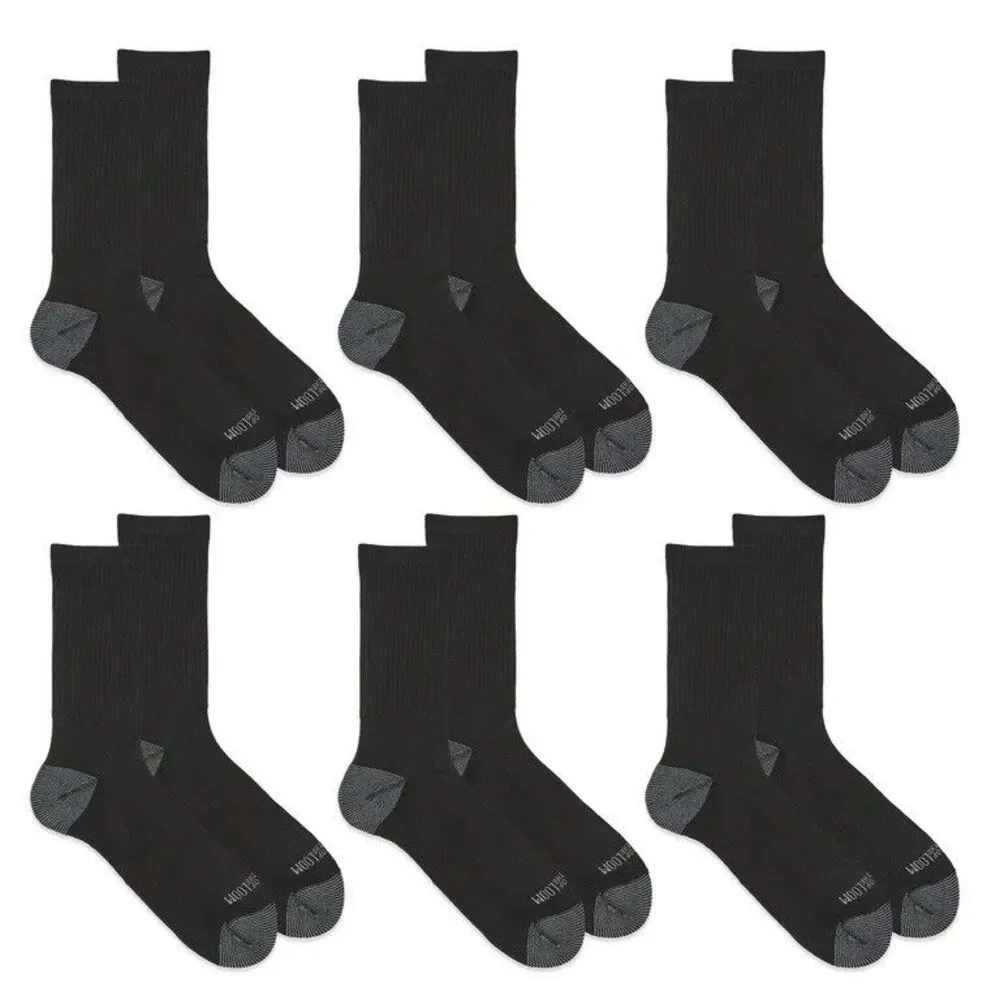 NEW 6 PAIR (6-12) PACK MEN FRUIT OF THE LOOM COTTON MADE IN USA HEAVY CREW SOCKS